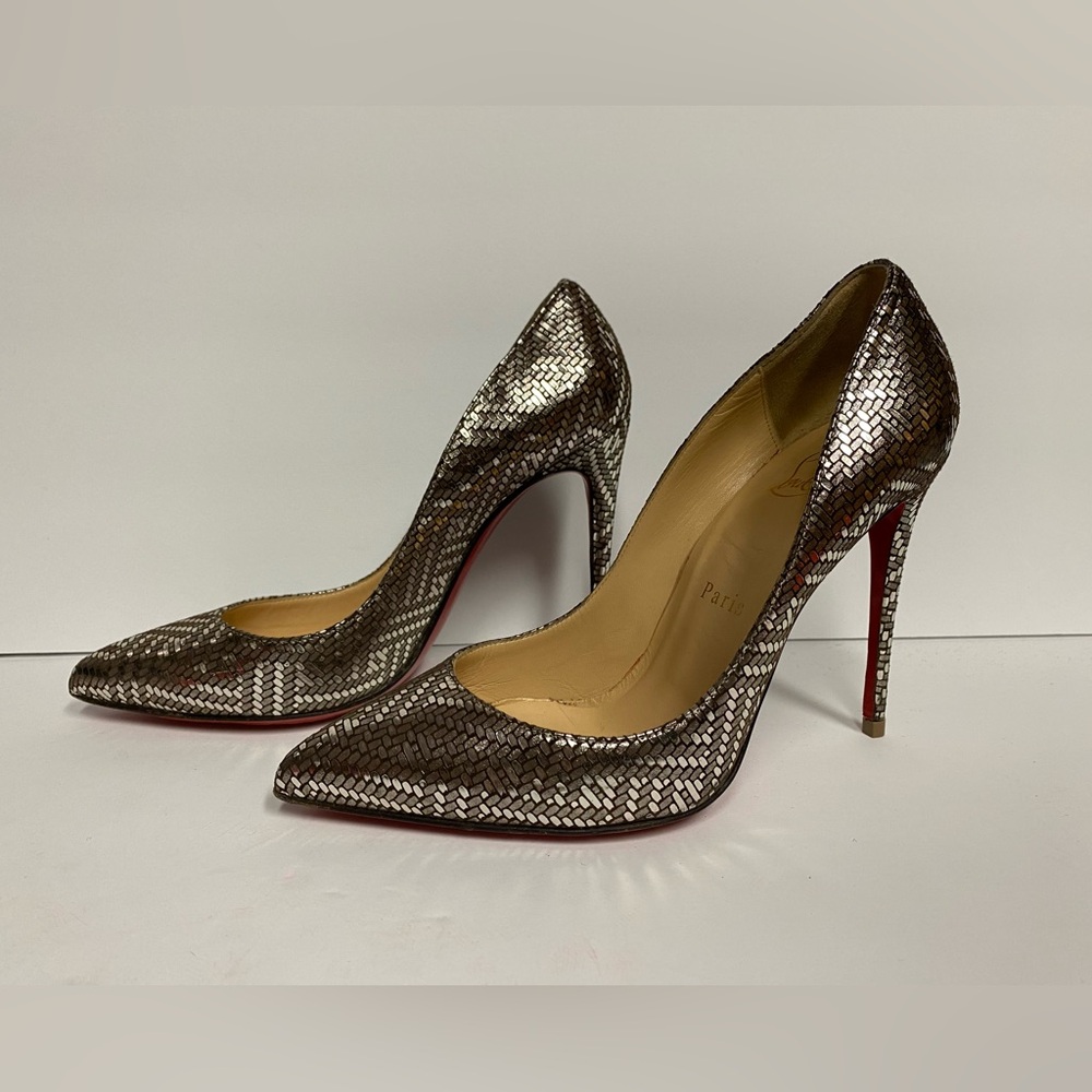 Christian Louboutin Pigalle pumps heels silver pewter 36